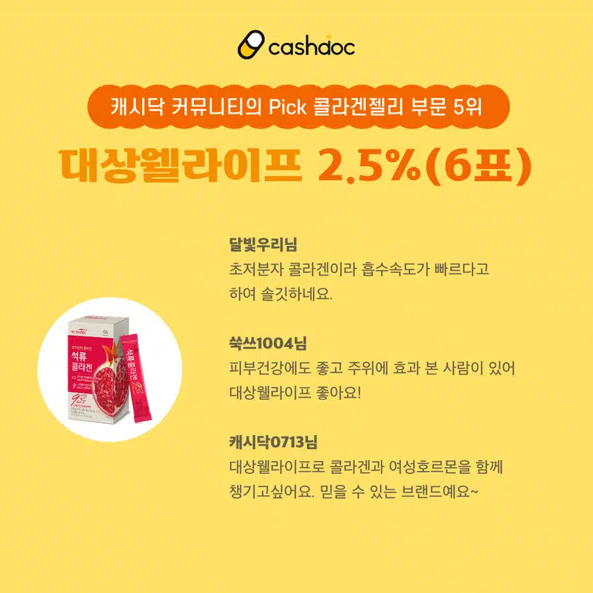 [캐시닥 어워즈] 캐시닥의 PICK! 가장 이용하고 싶은💗콜라겐젤리💗 TOP 5 소개합니다🏆