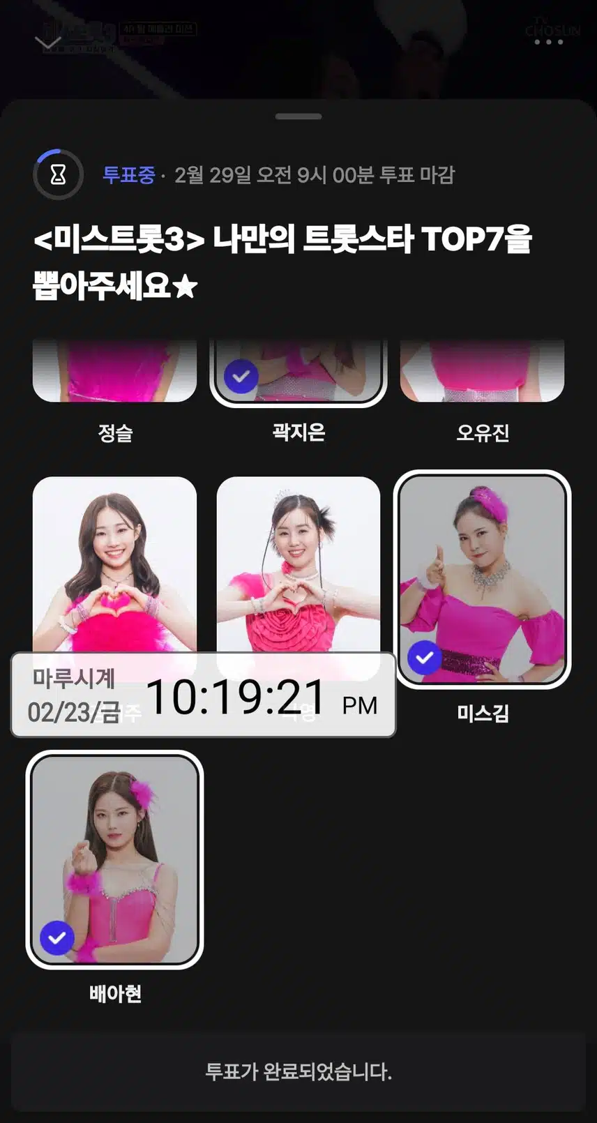 🌹 배아현 님 🌹 미스트롯3에서 선전하는 모습 보니 기쁩니다 🌸