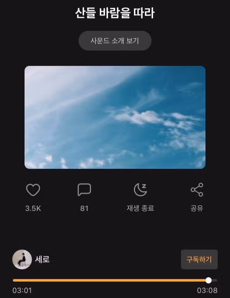 듣다보면 금방 만보를 채우게 되는 사운드 세로님의 산들 바람을 따라
