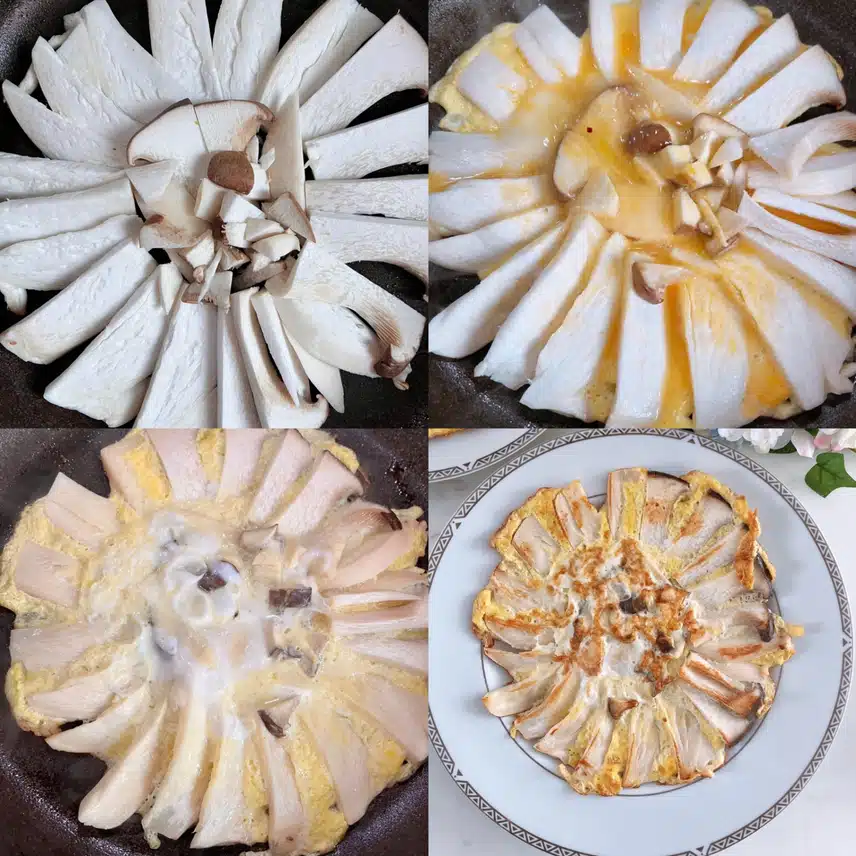 🌼새송이버섯 꽃🌼🍳계란으로 구운 예쁜 새송이 버섯전
