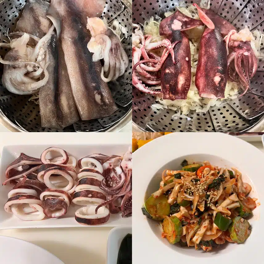 저녁식사 🦑통오징어 찜과 🥒오이야채초무침