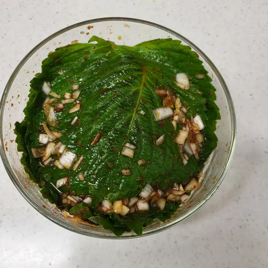 짜지 않게 만든 저당 깻잎 장아치