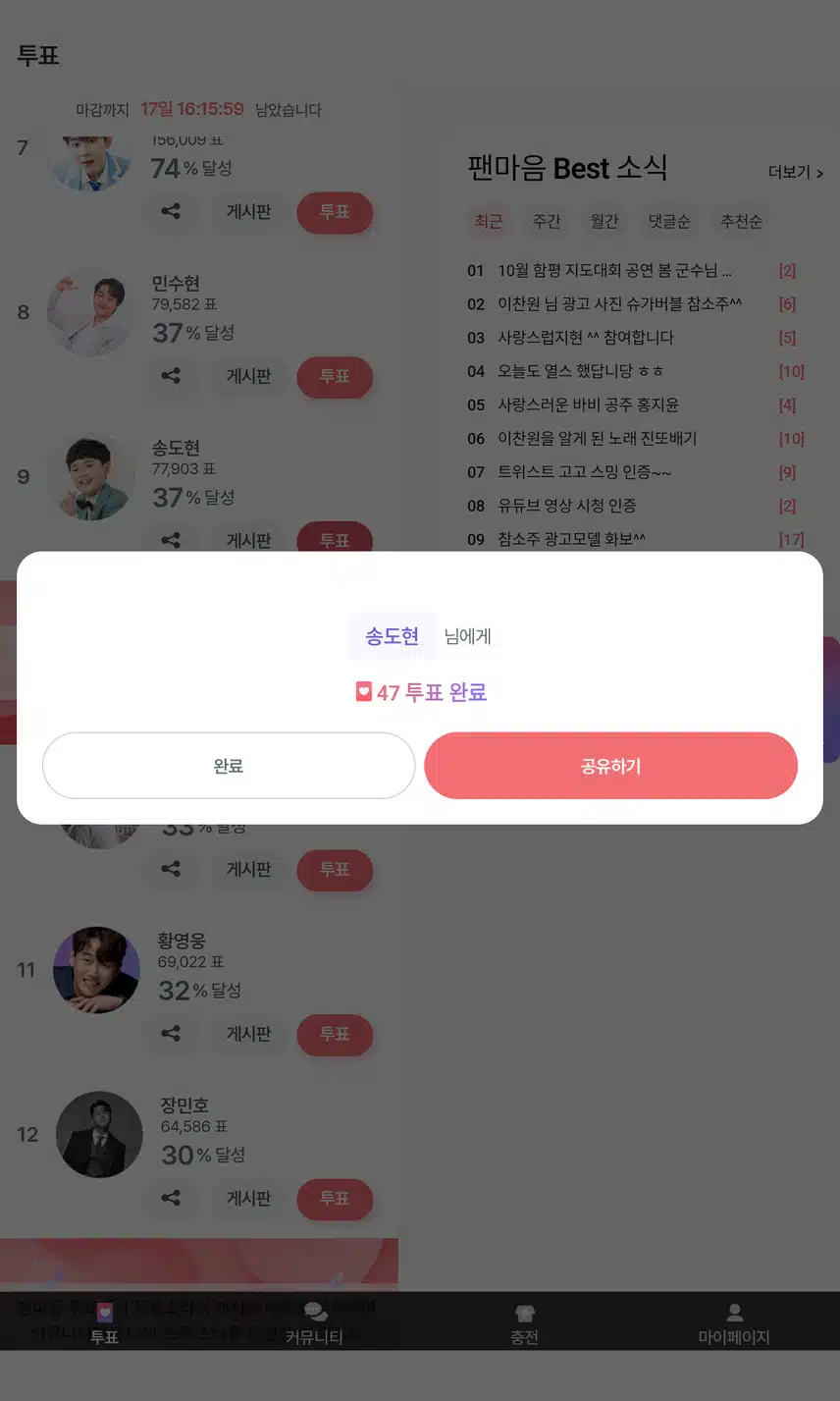 송도현 투표인증합니다!!