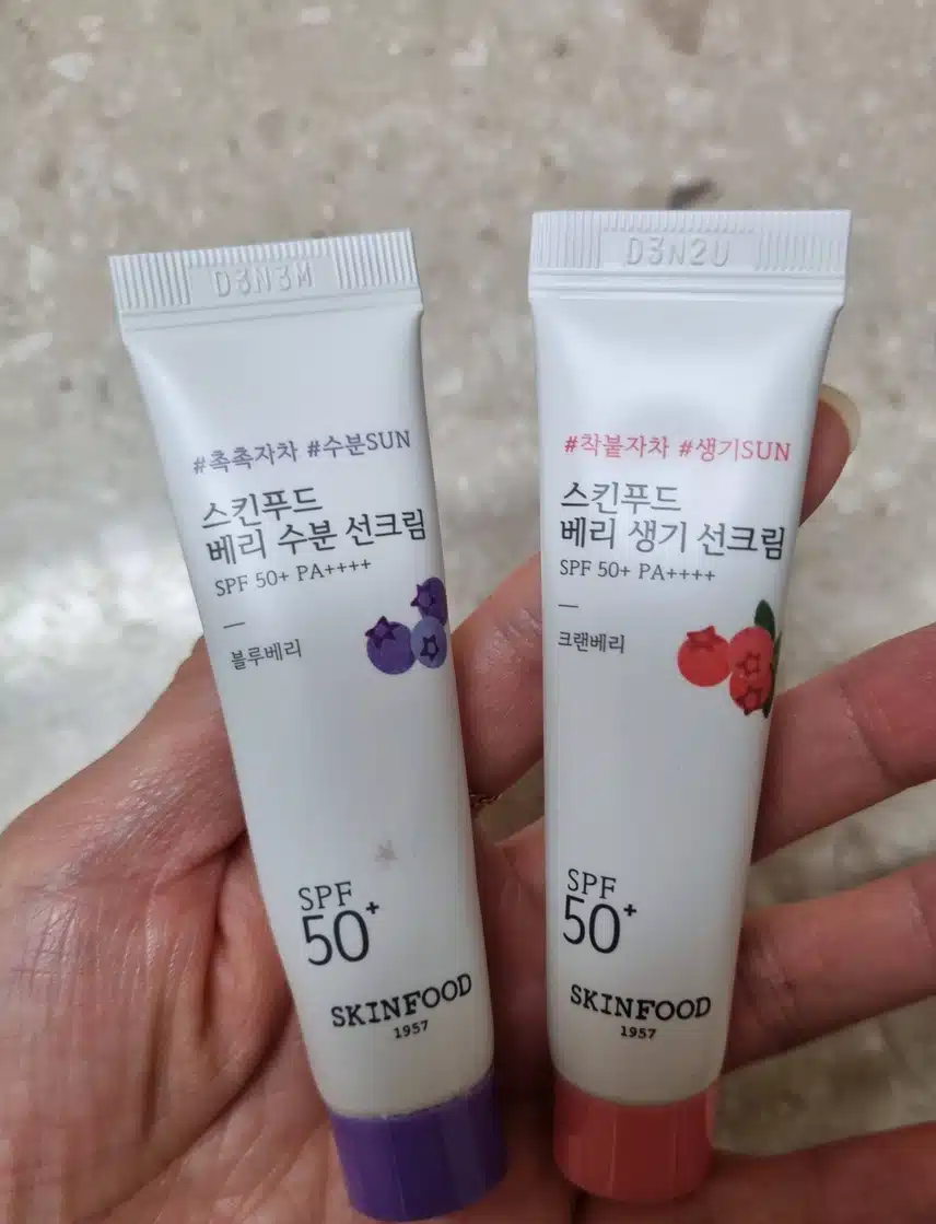 스킨푸드 2가지 선크림  촵촵