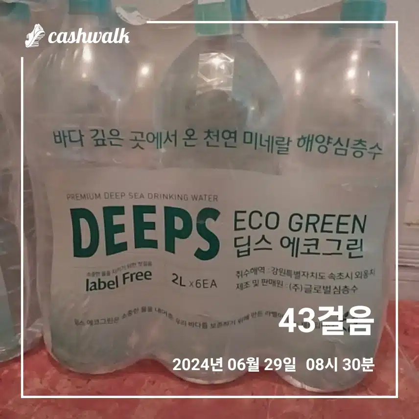 캐시딜에서 구입한 생수