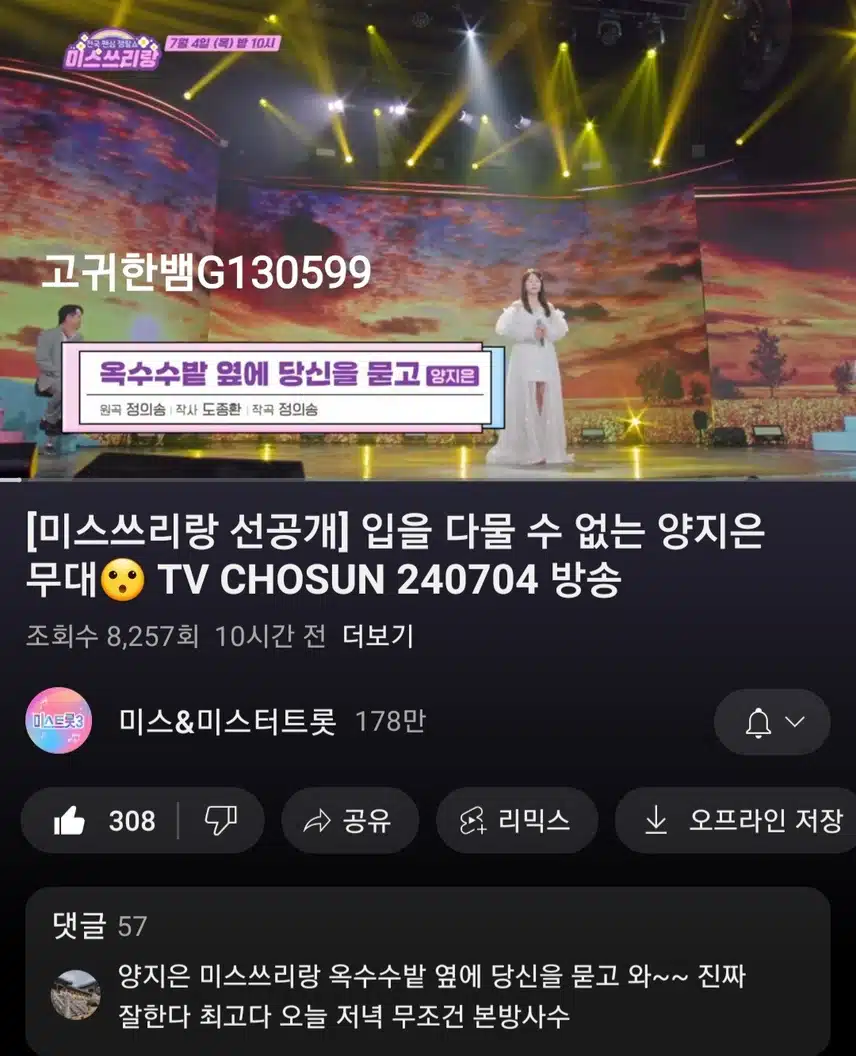 📺 [미스쓰리랑 선공개] 입을 다물 수 없는 양지은 무대😮 TV CHOSUN 240704 방송 🎶