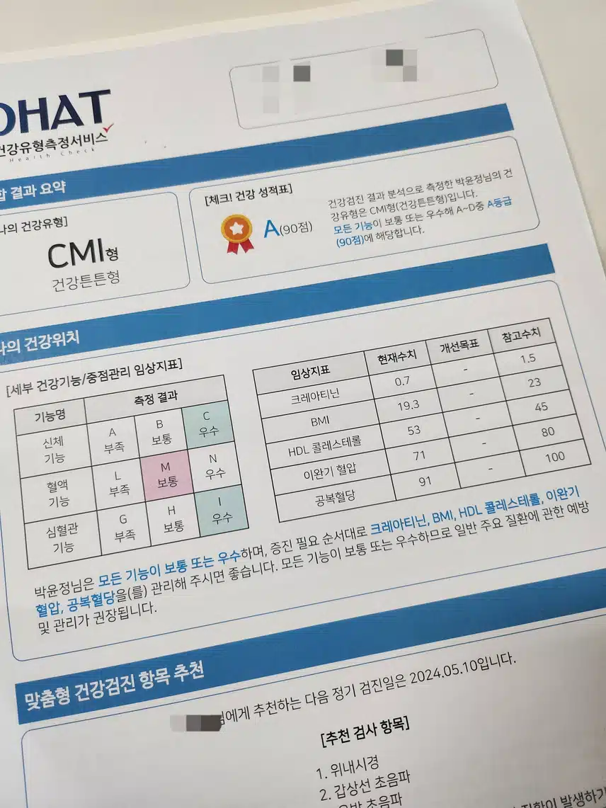 건강검진 결과 나왔어요