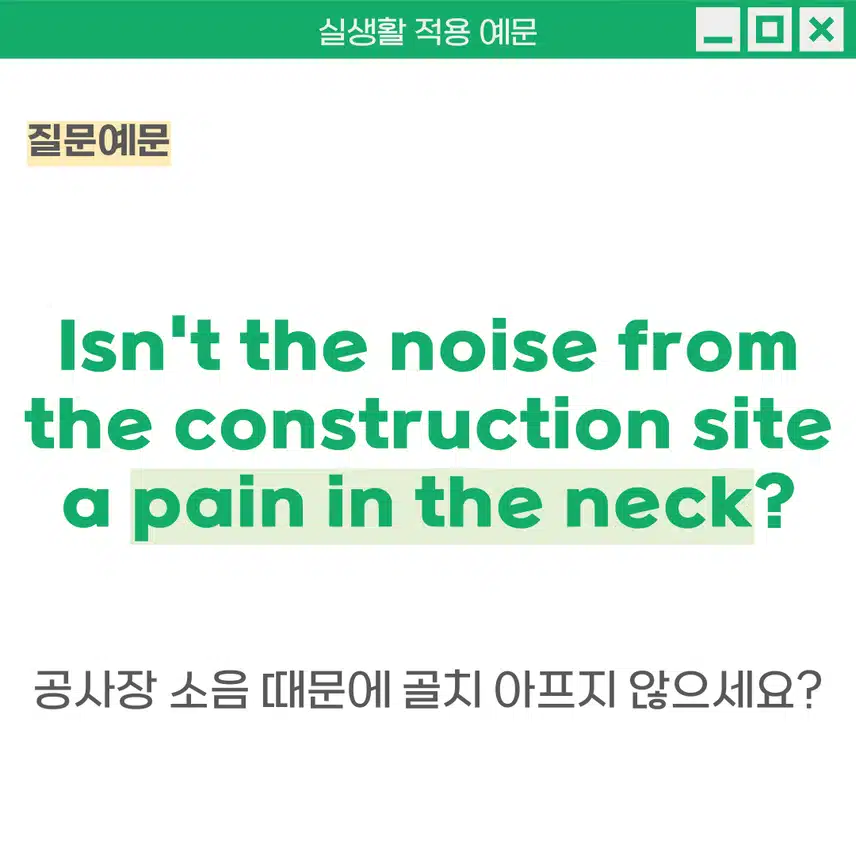'골칫거리, 성가신 일/사람' 영어로 - 비유적으로 '목의 통증'처럼 불편하고 신경 쓰이는 상황을 표현 할 때 사용해보세요!