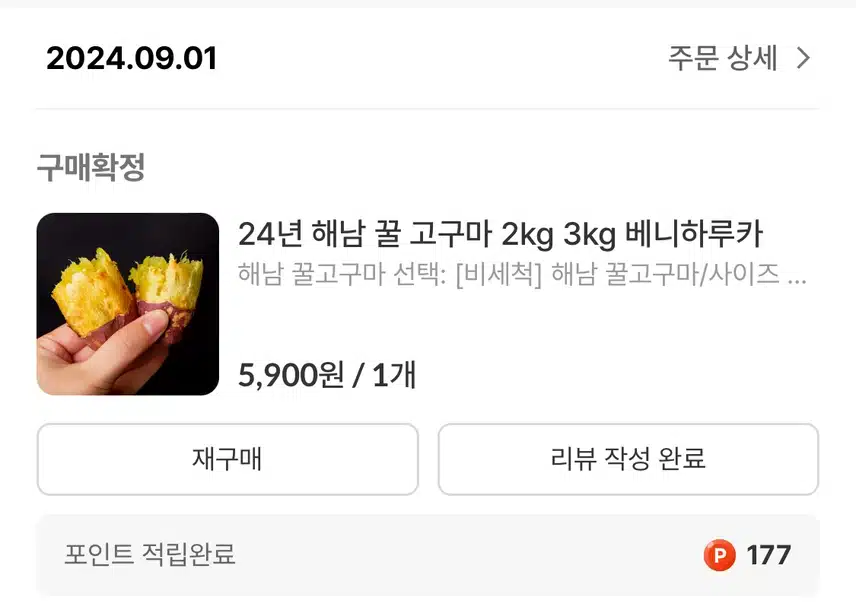 핼시딜 해남 🍠꿀 고구마 한입 2키로 실패