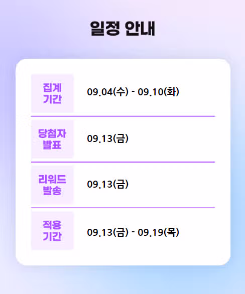 댓글 작성하고 최대 60,000d 받기🎁 | 9월 1주차 등급제 오픈💛
