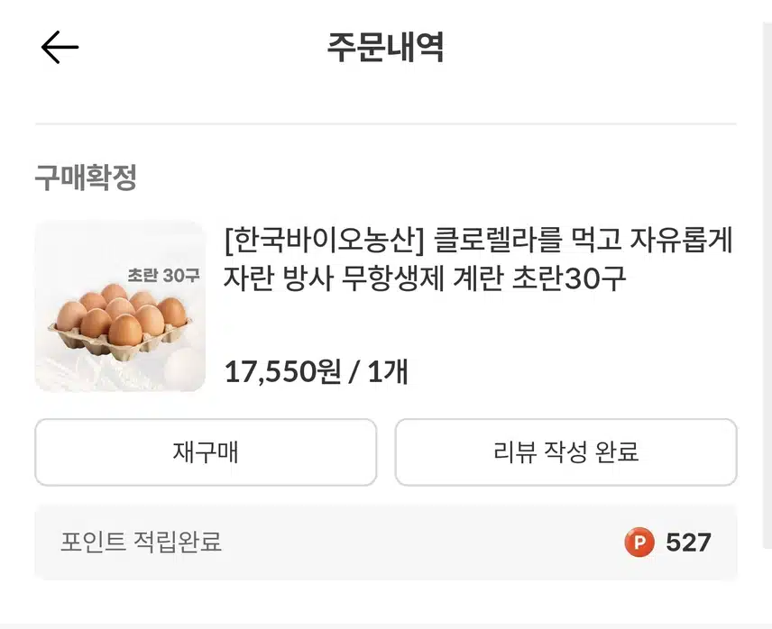 클로렐라를 먹고 자유롭게 자란 방사 무항생제 계란