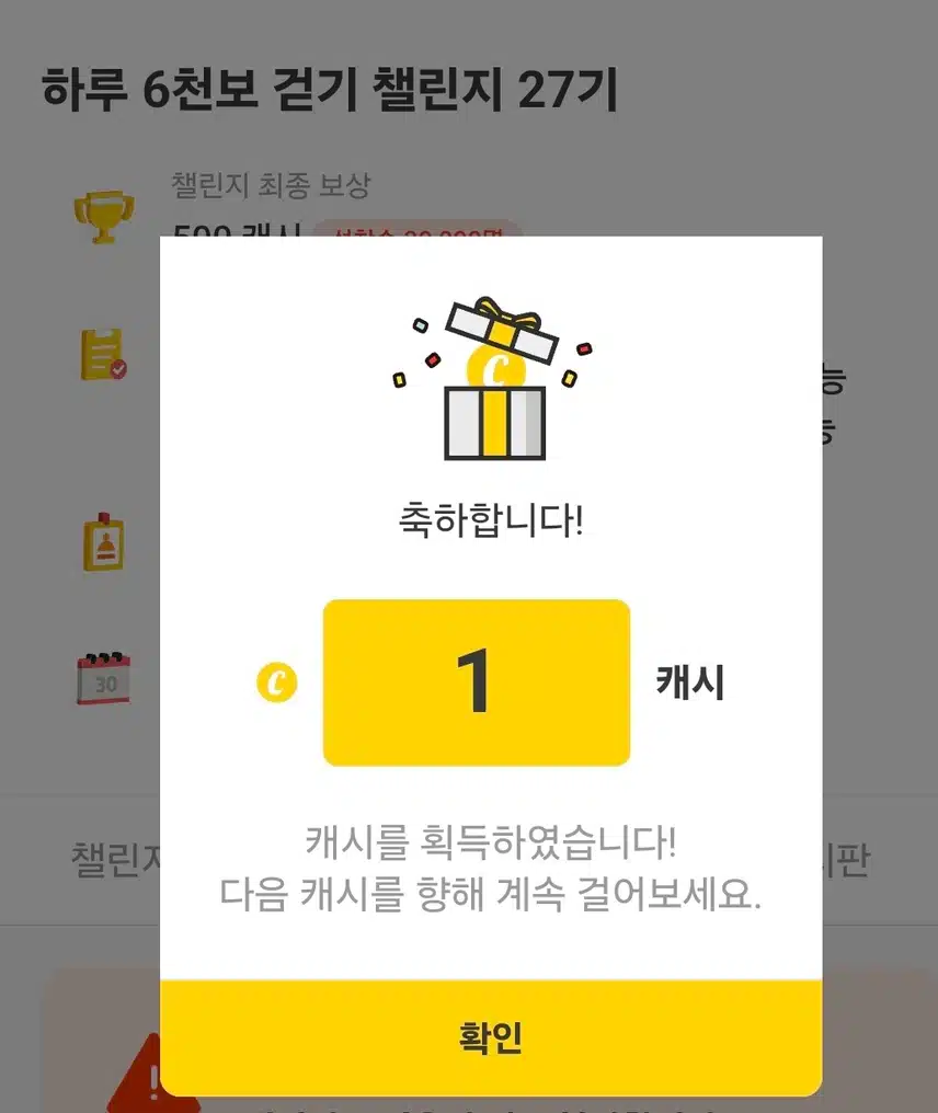 하루 6천보 걷기 인증 캐시 
