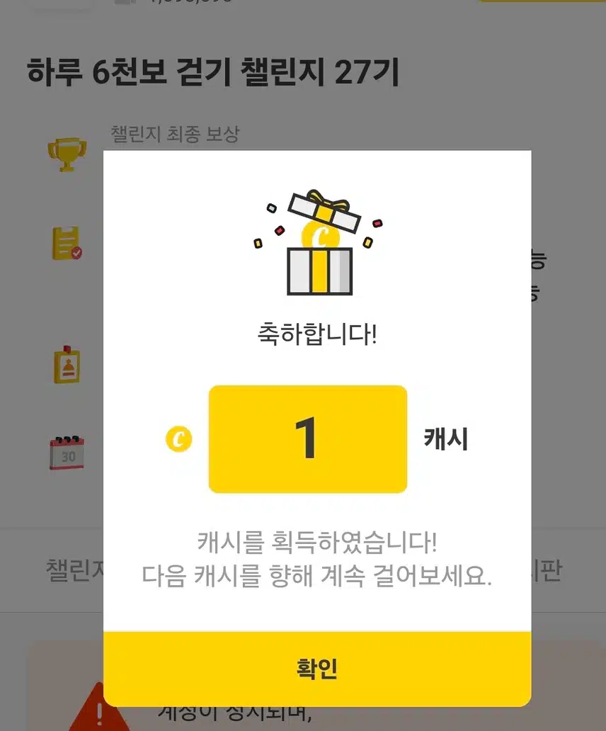 하루 6천보 걷기 인증 캐시 