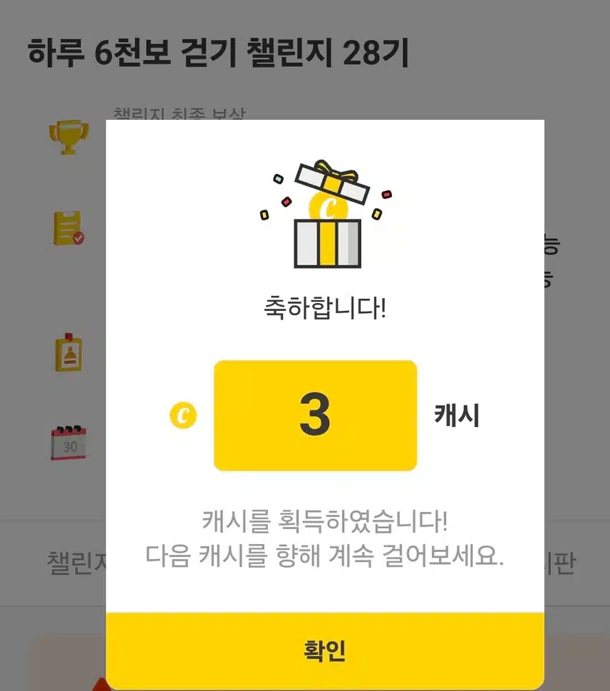 하루 6천보 걷기 인증 캐시 