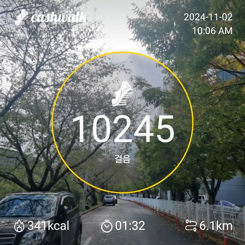 오전 만보걷기 완료