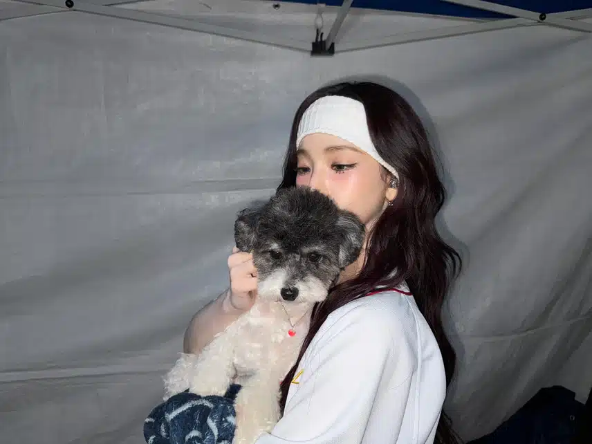 귀엽냐고 물어보면서 강아지랑 찍은 사진 보여주는 카리나