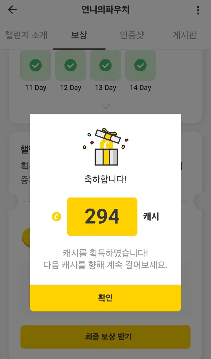 최종보상 294캐시