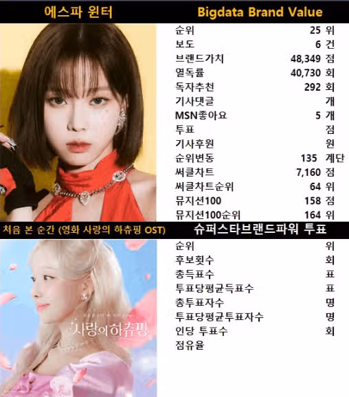 에스파 윈터,뜨거운 관심 속 브랜드 가치 상승