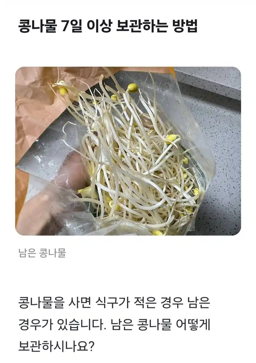 (생활의 지혜) 콩나물 아직도 그냥 냉장고에 보관하세요❓️