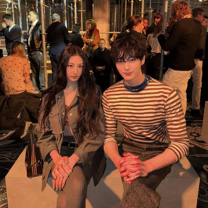 Miao Ga-won and Byun Woo-seok at the Prada show