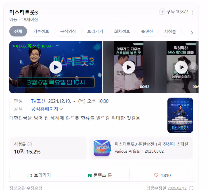미스터트롯3 시청률 화이팅