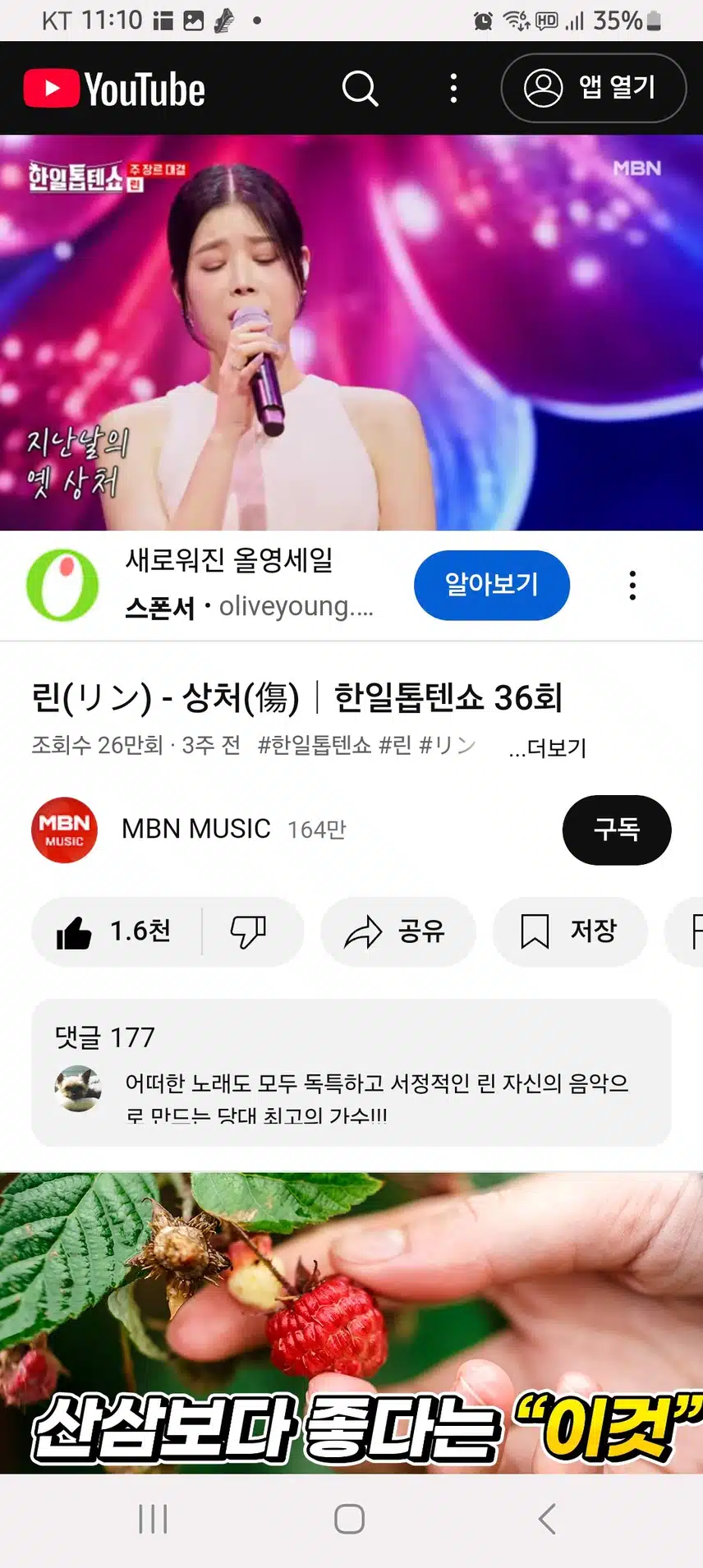 린님의 상처 정말 서정적인 감성이 좋네요