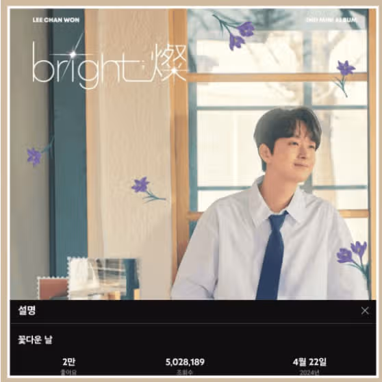 '꽃다운 날' 500만 스트리밍 돌파 너무나 대단하네요 !