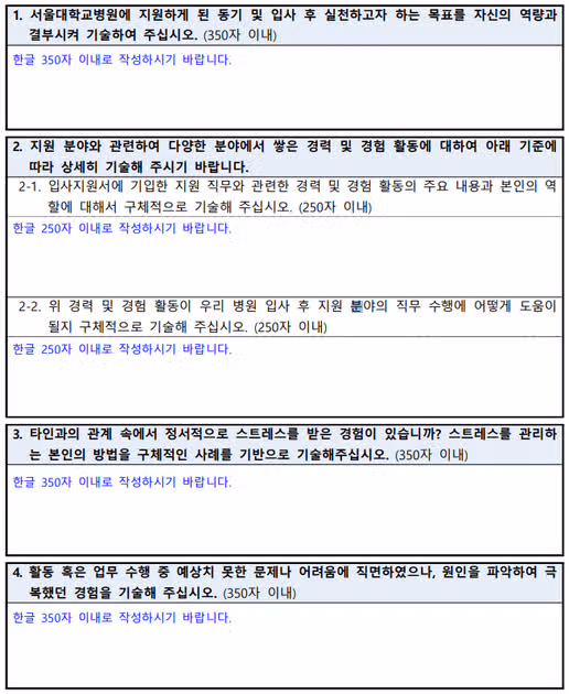서울대학교병원 간호사 채용! 간호사 자소서는 이렇게 쓰세요!