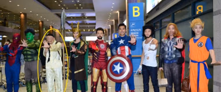 (고전 주의) 인천공항에 나타난 어벤져스 슈퍼주니어ㅋㅋ