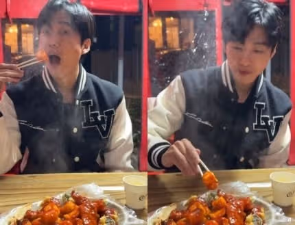 남궁민님 여빈님이 추천해준 떡볶이를 맛나게 드시네요