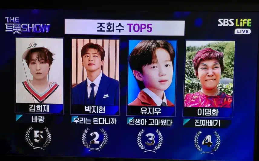 더트롯쇼 음원킹.조회수 탑5 박지현 2위