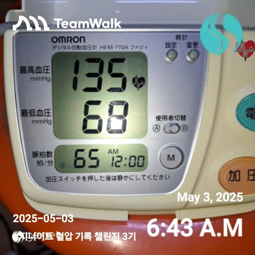혈압 기록3기 챌린지 인증