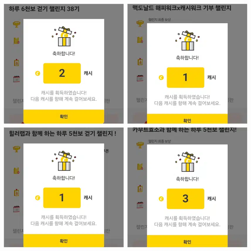 하루 걷기 챌린지 인증 캐시 