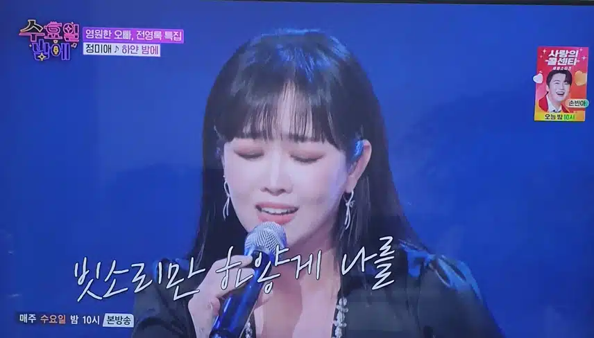 수요일 밤에 정미애님 하얀 밤에 무대 최고였어요