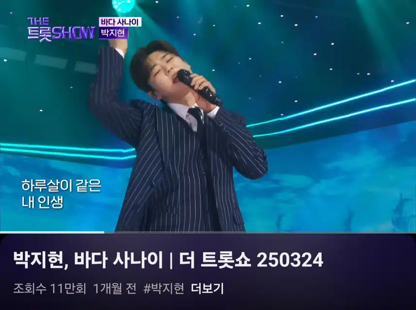 더 트롯쇼에서 바다사나이 부른 무대 봤어요