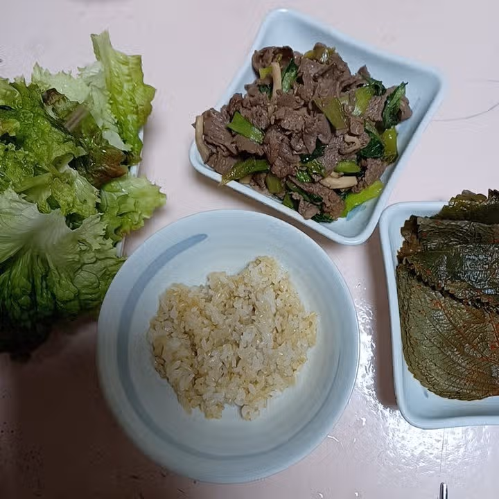 저녁, 소고기볶음과 구운계란, 수박