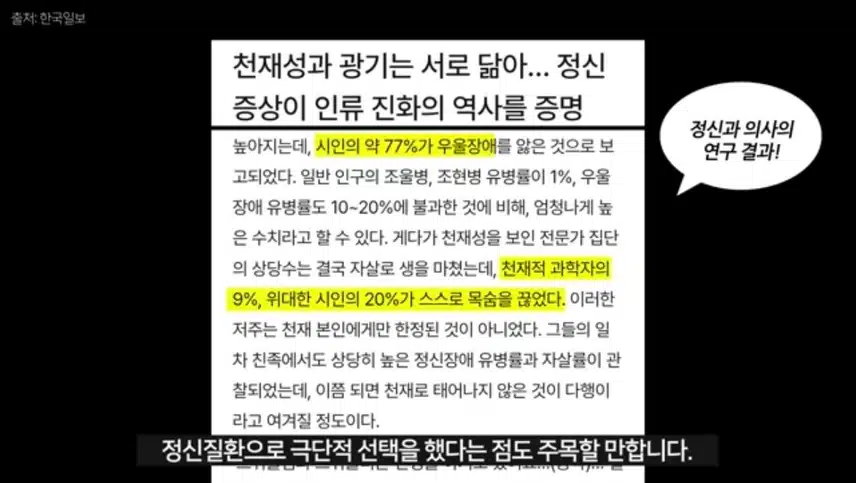 창의성이 우울증 유전변이 96% 공유