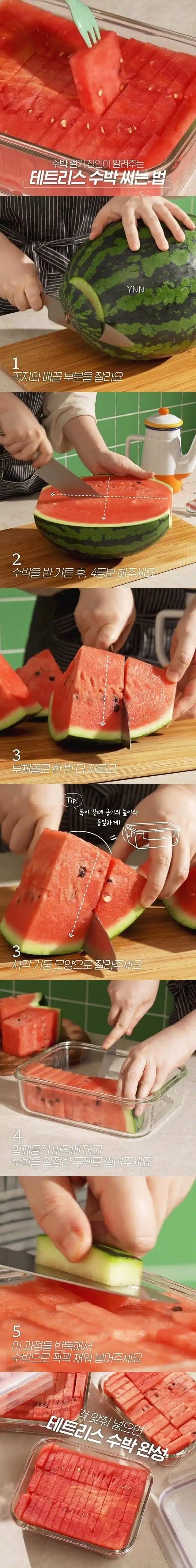 수박 썰기 장인이 알려주는 수박 써는 법