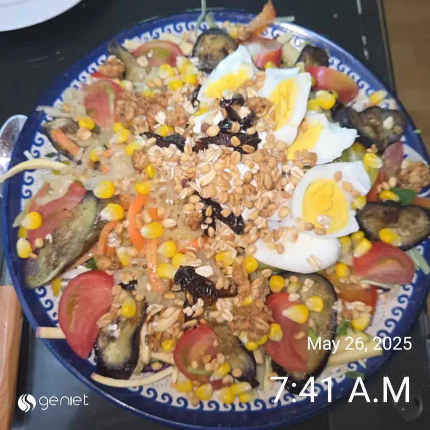 아침 기본식단(계란 가지야채 샐러드)