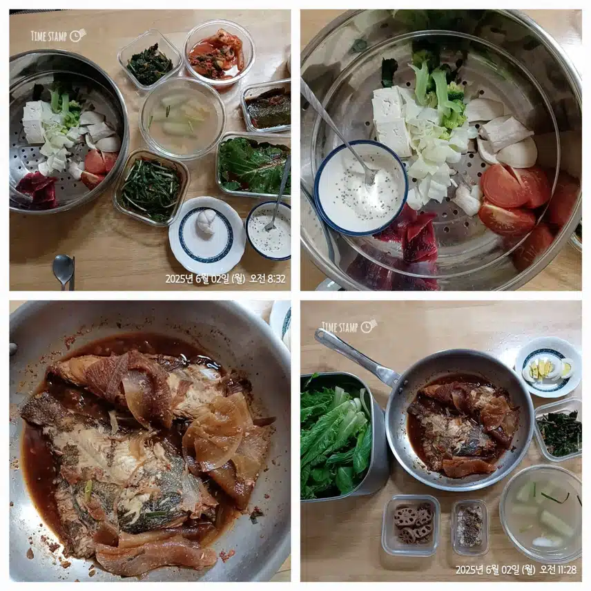 아침점심, 채소찜과 가자미조림