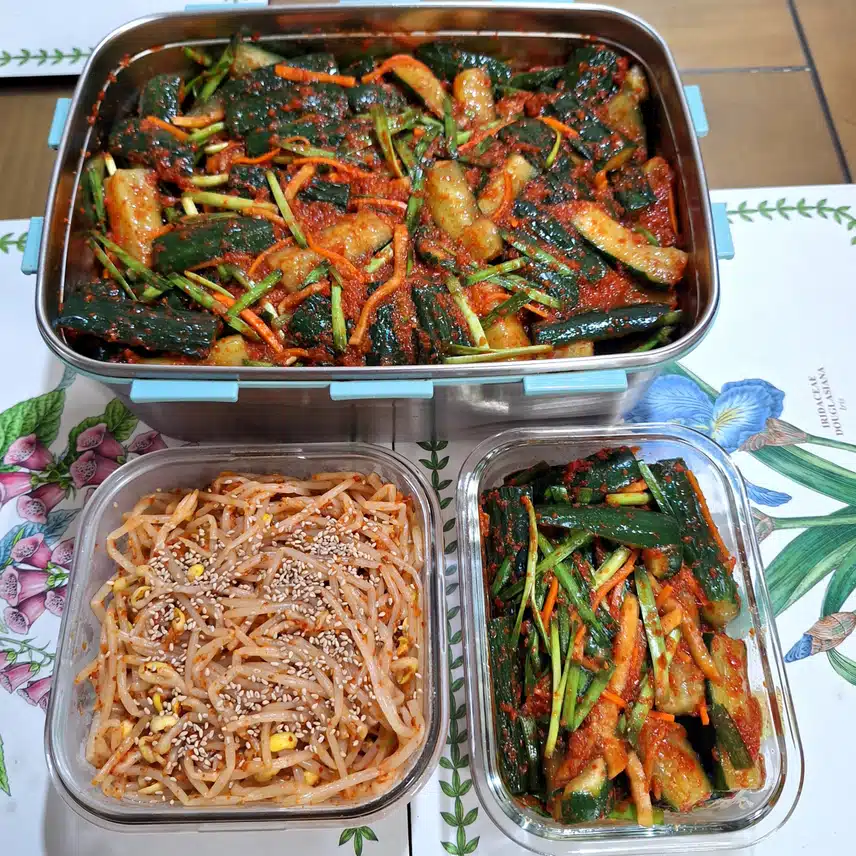 오이김치와콩나물무침!
