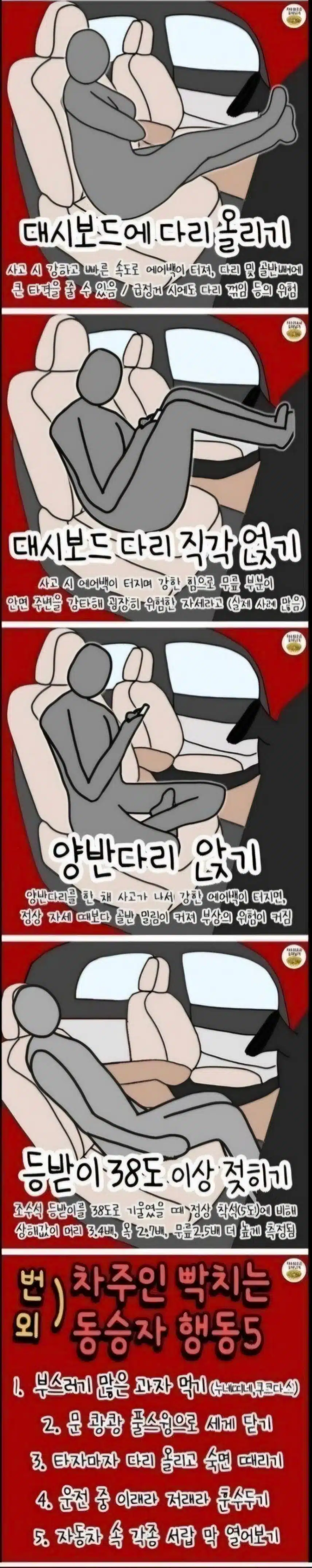 진짜 위험한 조수석 자세