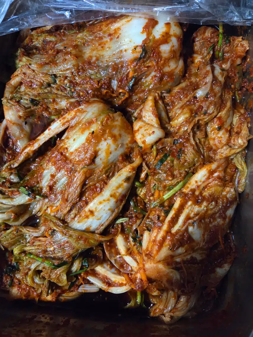 배추김치를 담궜어요.