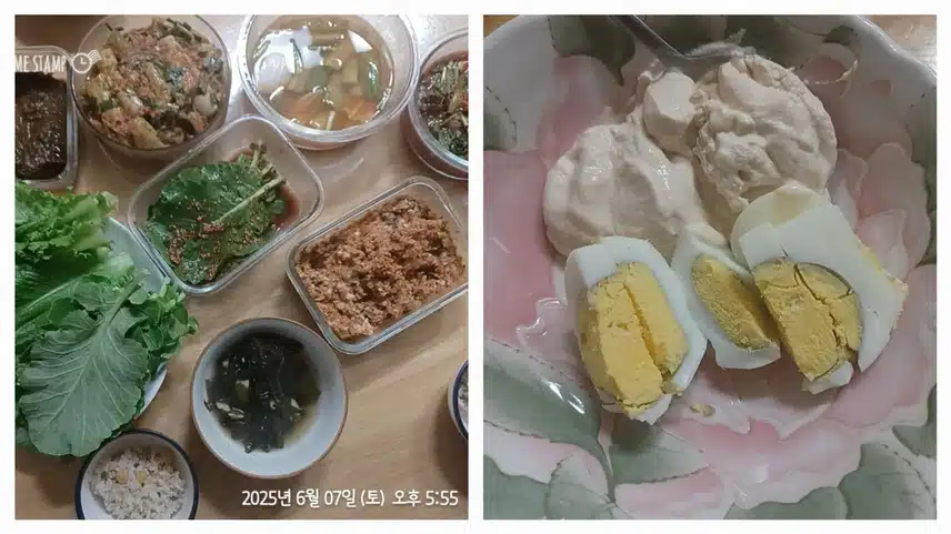 우렁쌈장+쌈채소로 저녁 먹었어요!
