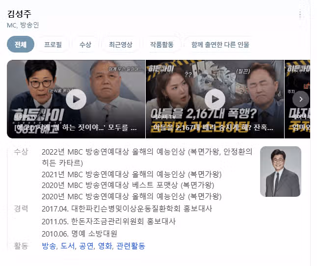 사랑의 콜센타 진행하는 김성주 방송인은?!