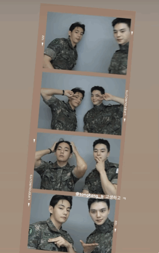 군인 뷔와 송강의 인생네컷