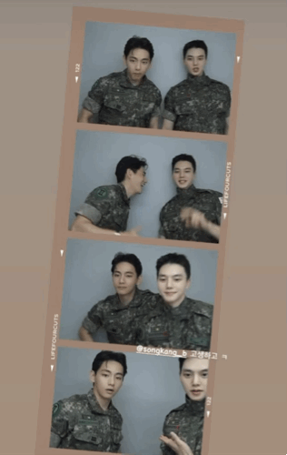 군인 뷔와 송강의 인생네컷