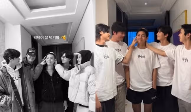 방탄 뷔와 절친들 우가팸이 뷔 축하위해 모였네요