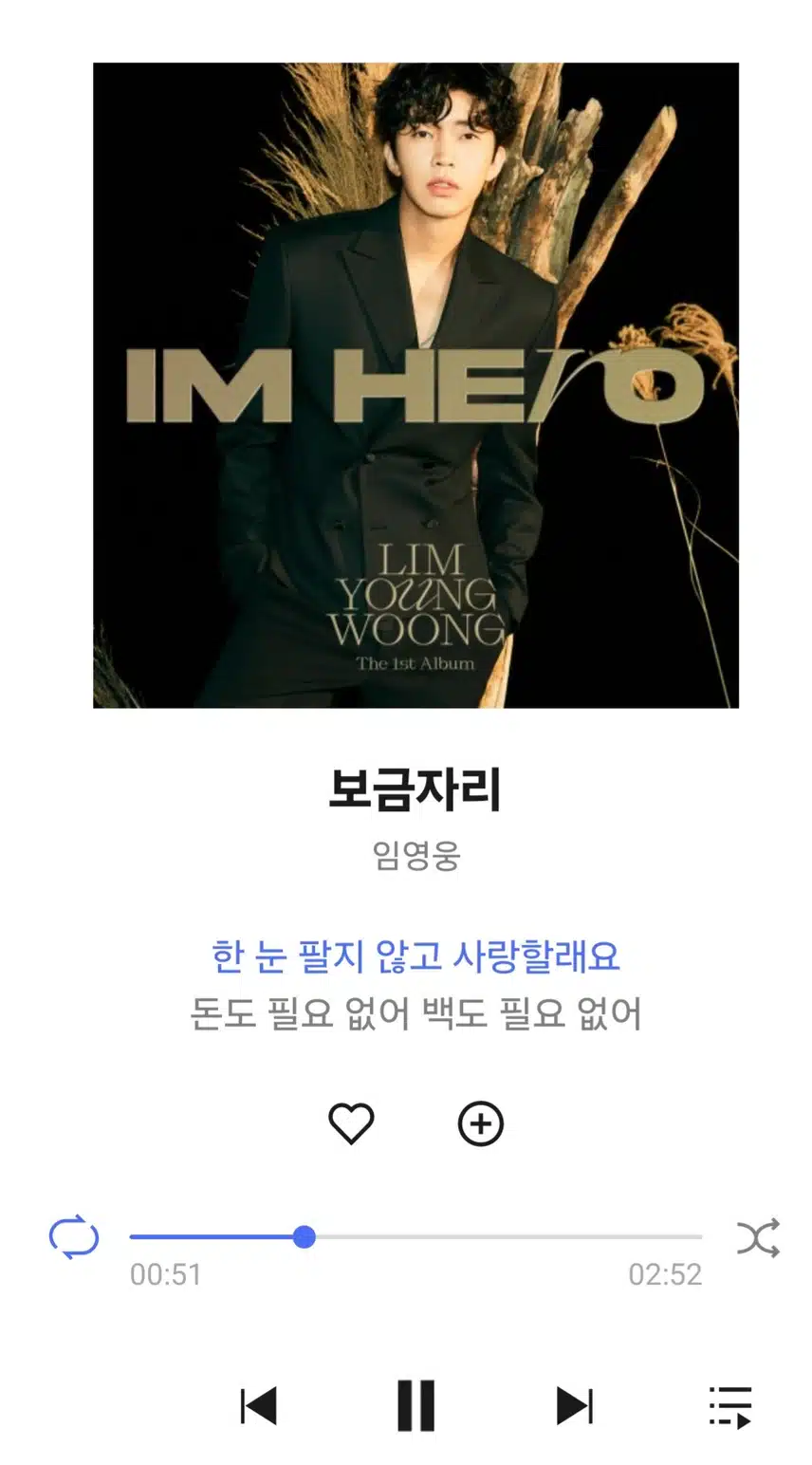 영웅님 보금자리 노래 들어요