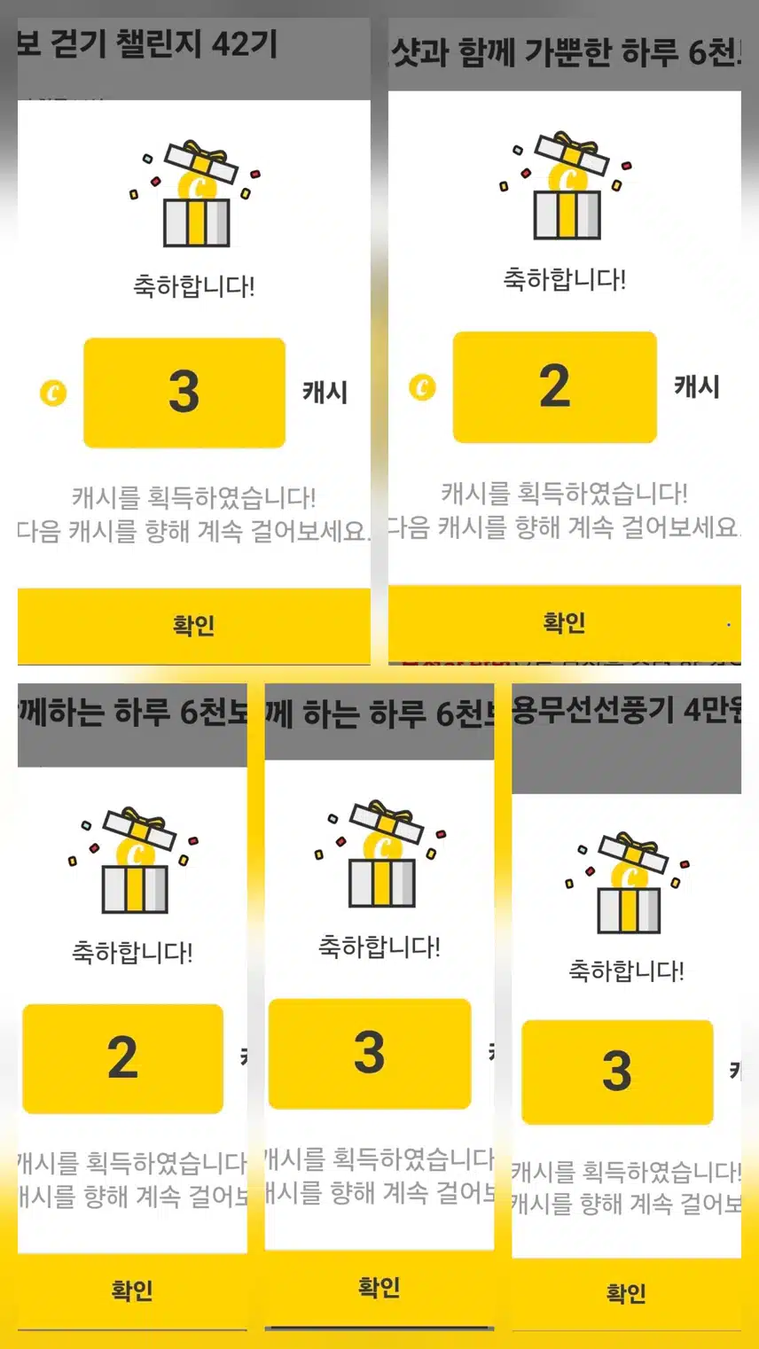 하루 걷기 챌린지.인증 캐시